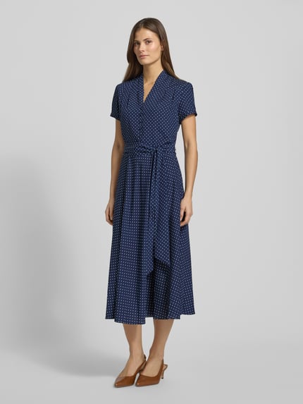 Lauren Ralph Lauren Taliowana sukienka koszulowa z wykładanym kołnierzem model 'EARNEST' Granatowy 1