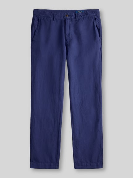 Polo Ralph Lauren chino van mix van katoen en linnen Marineblauw - 2