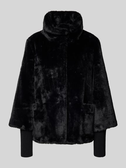 s.Oliver BLACK LABEL Relaxed Fit Webpelzjacke mit Strick-Storm-Cuffs Black 2