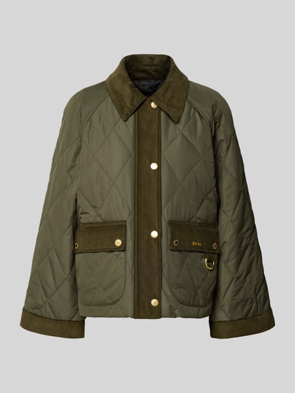 Barbour Steppjacke mit Corddetails Oliv 1