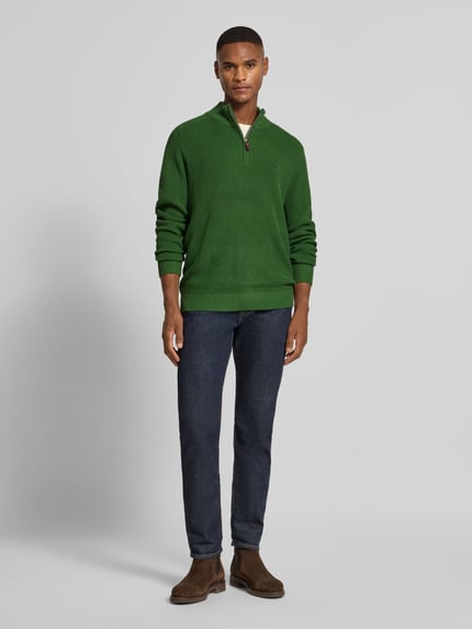 Fynch-Hatton Gebreide pullover met schipperskraag en labelstitching Groen - 1