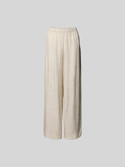Produktfoto, Wide Fit Stoffhose mit Viskose-Anteil von Anine Bing, mieszanka cupro i wiskozy, krój wide fit, elastyczny pas, zwierzęcy nadruk na całej powierzchni, błyszczący efekt, długość wewnętrzna nogawki 37 cm w rozmiarze S, szerokość w rozmiarze S: 80 cm