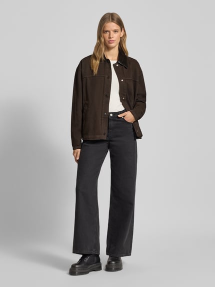 Gina Tricot Hemdjacke mit Knopfleiste Dunkelbraun 1