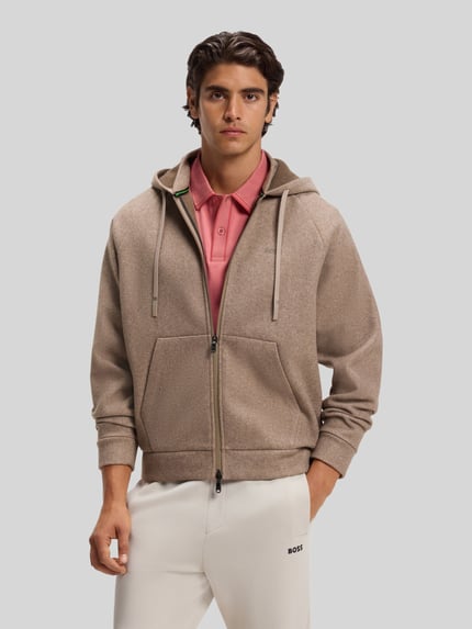 BOSS Green Regular fit sweatjack met capuchon model 'SW_Transit' Middenbruin - 4