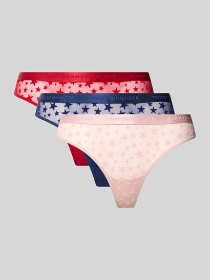 Tommy Hilfiger String mit Allover-Muster im 3er-Set Dunkelblau 1