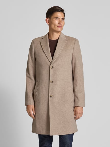 Christian Berg Men Regular Fit Wollmantel mit Reverskragen Beige 4