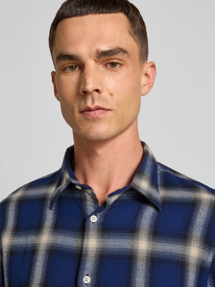 Officine Générale Slim fit vrijetijdsoverhemd met kentkraag Marineblauw - 3