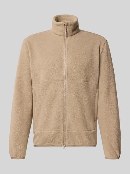 Produktfoto, Regular Fit Fleecejacke mit Stehkragen Modell 'JASON' von ONLY & SONS, beżowy kolor, miękka tekstura, gładkie rękawy