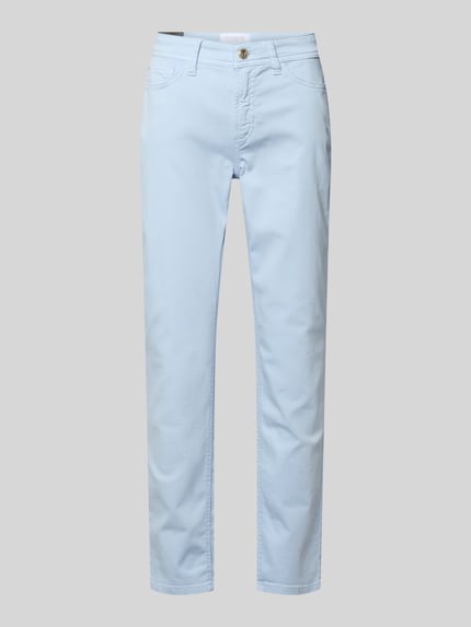 Produktfoto, Cropped Hose mit Eingrifftaschen Modell 'PIPER' von Cambio, bawełna, krój slim fit, krój krótki, szerokość w rozmiarze 36: 38 cm, długość wewnętrzna nogawki 36: 67 cm, jasnoniebieski, gładka faktura