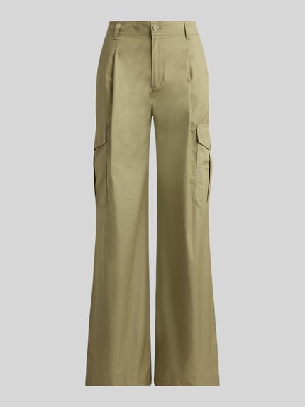 Lauren Ralph Lauren Wide leg cargobroek van puur katoen Kaki - 2