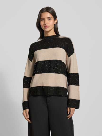 Christian Berg Woman Oversized gebreide pullover met ribboorden Zwart - 4