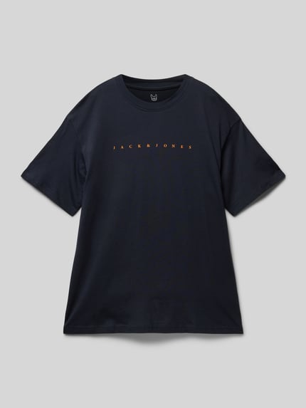 JACK & JONES T-shirt met labelprint model 'ESTAR' Marineblauw - 1