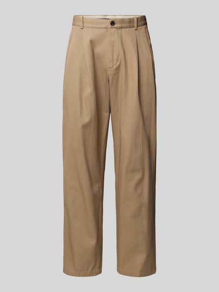 Wide Fit Bundfaltenhose aus reiner Baumwolle Shop The Look MANNEQUINE