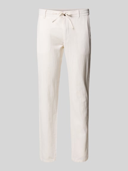 Lindbergh Tapered Fit Leinenhose mit elastischem Bund Weiss 2