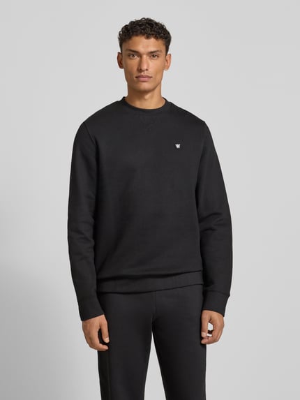 Wood Wood Sweatshirt met labelstitching, model 'Tye' Zwart - 4