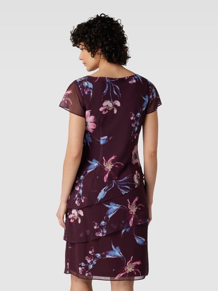 Christian Berg Cocktail Knielanges Cocktailkleid mit floralem Muster Bordeaux 5