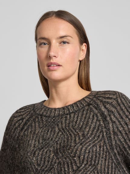 MOS MOSH Sweter z dzianiny w kroju relaxed fit z mieszanką wełny i alpaki Model 'Unnur' Ciemnoszary 3