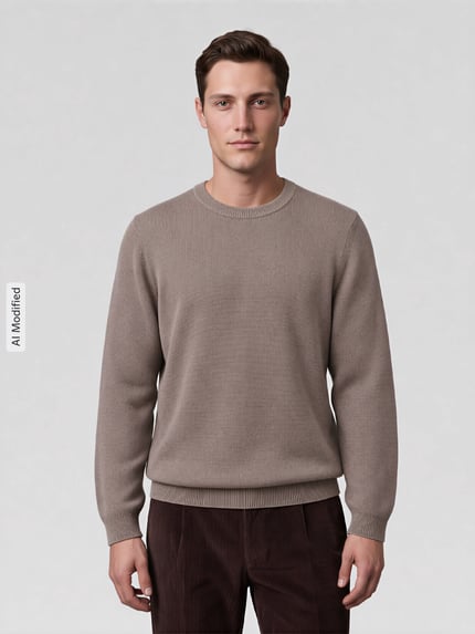 Marc O'Polo DENIM Regular Fit Pullover aus reiner Baumwolle Taupe 4
