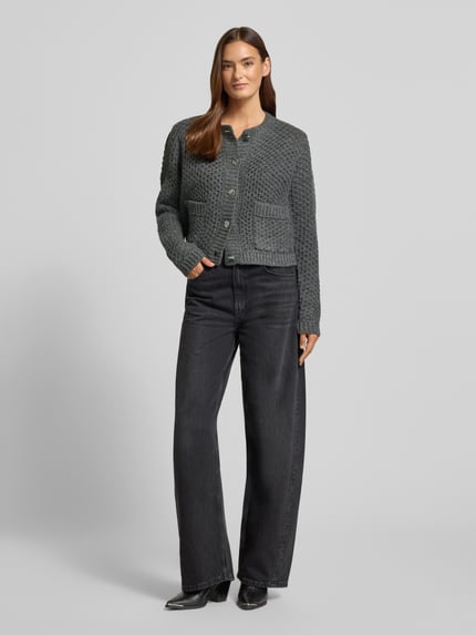 Cph Muse Strickjacke mit Knopfleiste Modell 'COLETTE' Dunkelgrau Melange 1