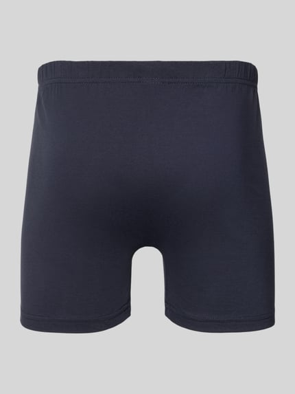 Produktfoto, Boxershorts mit elastischem Bund von Götzburg Wäsche in Dunkelblau, Reine Baumwolle, Körpernaher-Schnitt, Label-Detail, Knopfverschluss