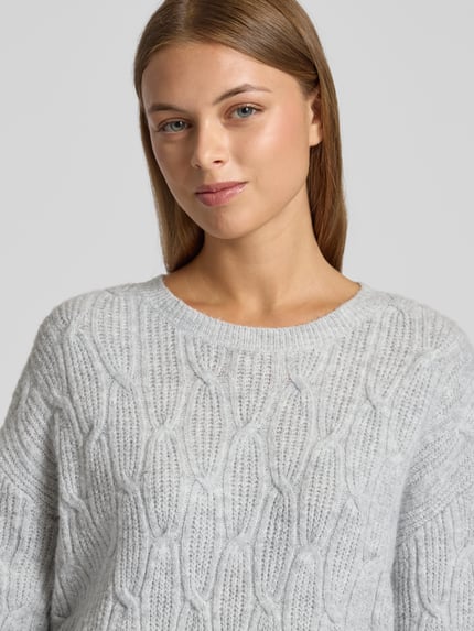 VILA Gebreide pullover met structuurmotief, model 'LASSIA' Lichtgrijs - 3