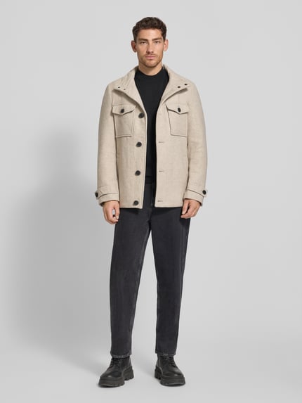 Christian Berg Men Regular fit jack met wol Beige gemêleerd - 1