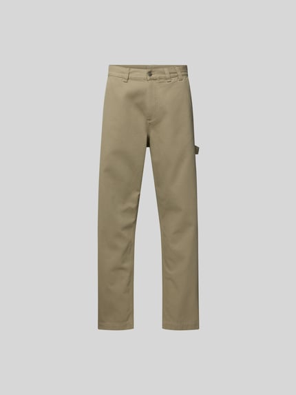 Produktfoto, Straight Fit Jeans mit Gesäßtaschen von Forét z bawełny, wpuszczane kieszenie, krój straight fit, szerokość w rozmiarze M 83 cm, długość wewnętrzna nogawki 45 cm, beżowy kolor, gładka faktura