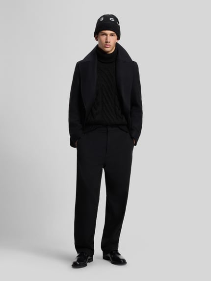 HUGO Rollkragenpullover mit Zopfmuster Modell 'Scanlon' Black 1