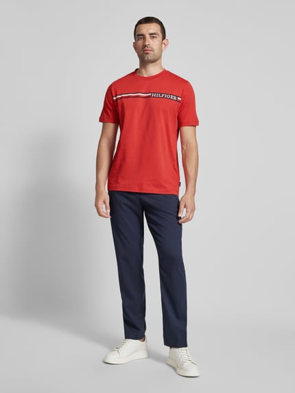 Tommy Hilfiger T-Shirt mit Label-Print Rostrot 1
