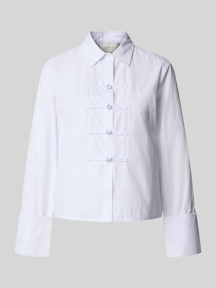 Produktfoto, Regular fit katoenen blouse Model 'Cam' van Neo Noir, puur katoen, haakjessluiting, overhemdkraag, ruglengte maat 36: 55 cm, mouwlengte maat 36: 60 cm