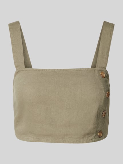 ONLY Crop Top aus Leinen-Viskose-Mix Modell 'CARO' Oliv 2