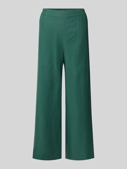 Marc O'Polo Wide leg culotte van een mix van lyocell en linnen Smaragdgroen - 2