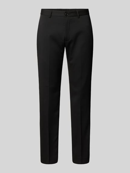 Produktfoto, schwarze Regular Fit Anzughose mit Viskose-Anteil von s.Oliver BLACK LABEL für Herren, glatte Struktur, dezente Weboptik
