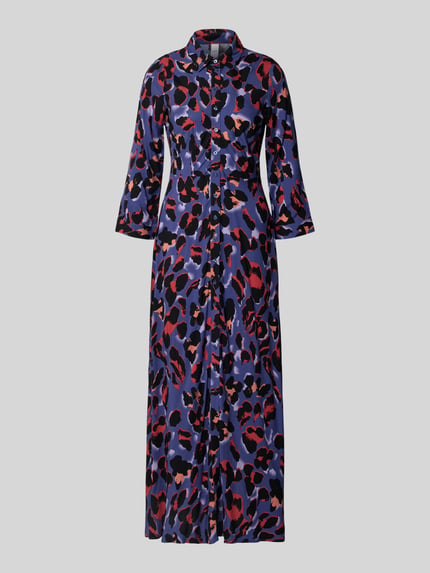 YAS Maxi-jurk met knoopsluiting, model 'SAVANNA' Rookblauw - 2