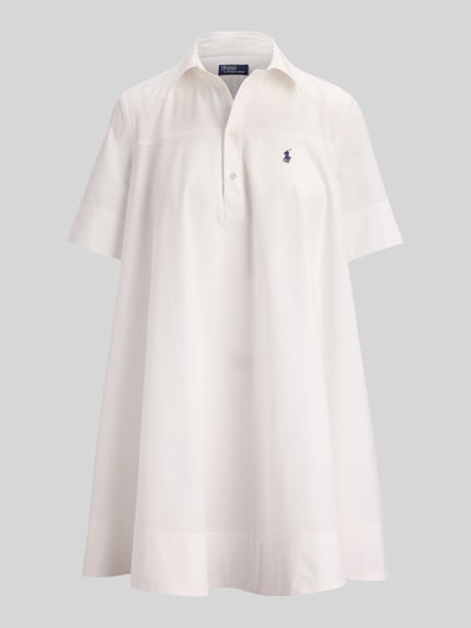 Polo Ralph Lauren Uitlopende jurk van puur katoen met gestikt logo Wit - 2