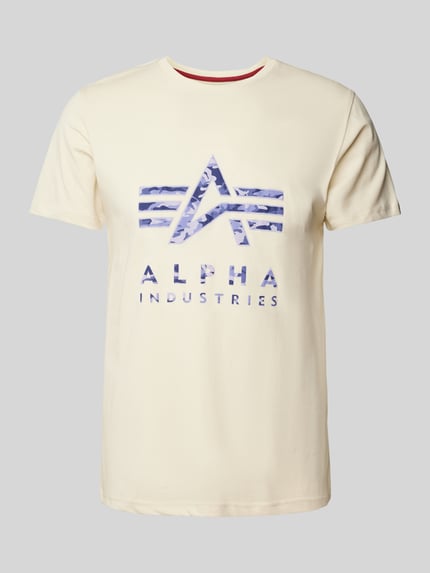 Alpha Industries T-shirt z nadrukiem z logo Złamany biały 2