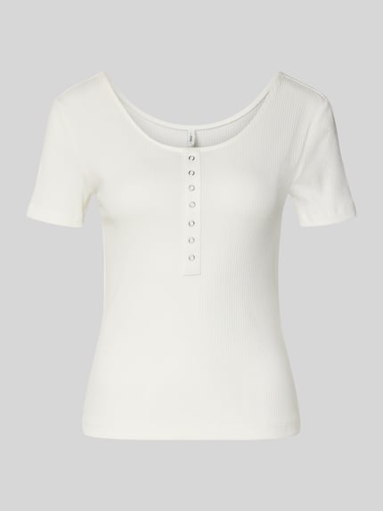 ONLY slim fit T-shirt van katoenmix model 'SIMPLE' Offwhite - 2