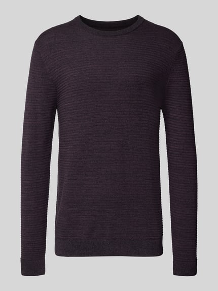 JACK & JONES Strickpullover mit Rundhalsausschnitt Modell 'OTTO' Bordeaux Melange 2
