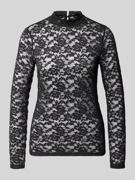 MORE & MORE Slim Fit Longsleeve aus elastischem Material-Mix Modell 'OKTOBER' Black 1