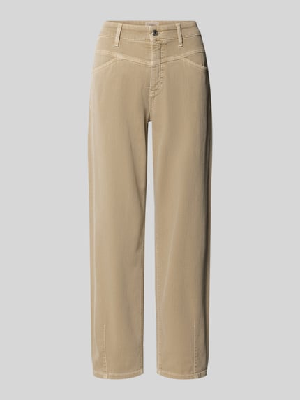 Productfoto, Loose Fit Jeans met steekzakken model 'Elin' van Cambio in beige, elastische katoenmix, verkorte pasvorm, knoop- en ritssluiting