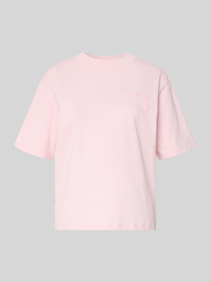 Produktfoto, T-Shirt Motiv-Print und Rundhalsausschnitt von Jake*s Casual in zartem Rosa, reine Baumwolle, Relaxed Fit, Vorderansicht