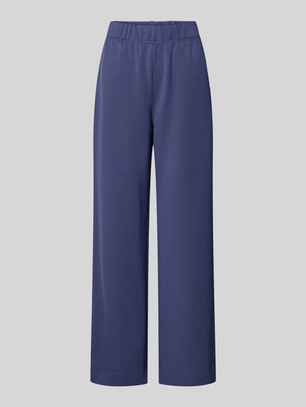 Produktfoto, Sweatpants mit elastischem Bund Modell 'Nima' von MOS MOSH, Damen, Relaxed-Fit, Viskose-Mix mit Stretch-Anteil, 80 cm Innenbeinlänge, glatte strukturierte Oberfläche, Uni-Farbe Blau.