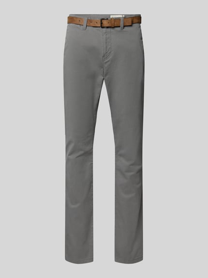 Tom Tailor Denim Chinosy o kroju slim fit z paskiem Średnioszary 2