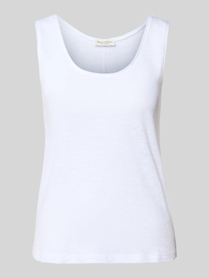 Productfoto, Regular Fit Top uit zuiver katoen van Marc O'Polo voor dames, effen wit, ronde hals, mouwloos, gladde textuur