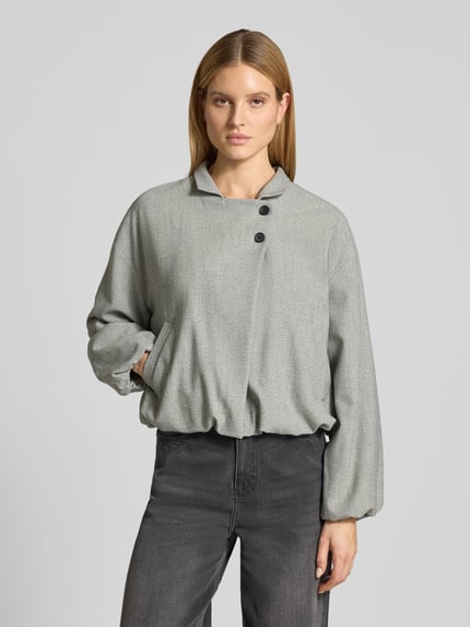 BOSS Boxy fit korte blazer met wol model 'JAVATA' Lichtgrijs gemêleerd - 4