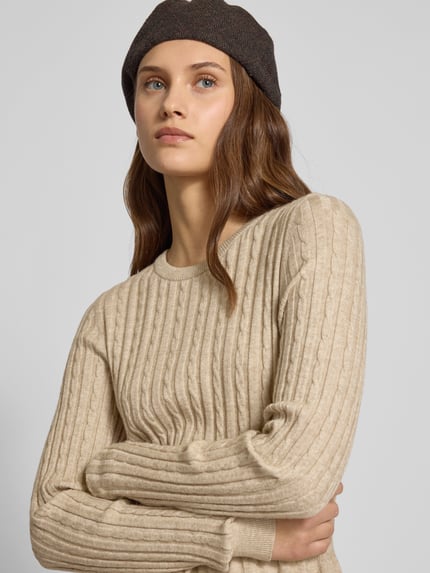 ONLY Strickkleid aus Viskose-Mix Modell 'FIA' Sand Melange 3
