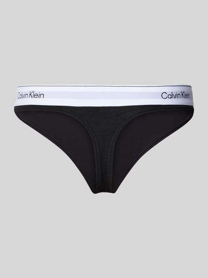 Calvin Klein Underwear String z mieszanki bawełny Czarny 3
