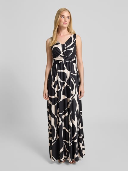 Christian Berg Cocktail Abendkleid mit V-Ausschnitt Beige 4