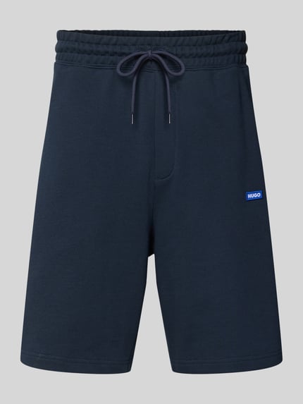 Productfoto, Regular Fit Sweatshorts uit puur katoen model 'NASENSIO' van Hugo Blue, look: effen, labelpatch, tunnelkoord, boord, zij-steekzakken, materiaalverwerking: sweat