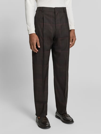 HUGO Spodnie garniturowe o kroju slim fit z czystej żywej wełny model 'Gatur' Ciemnobrązowy 4